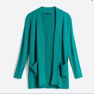Teal green two pocket cardigan-small